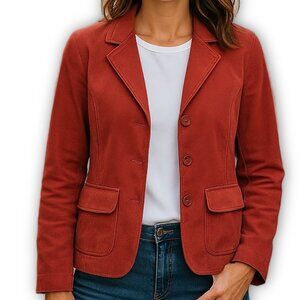 L.L. Bean Corduroy Utility Jacket Flannel Lined Small Rust Red